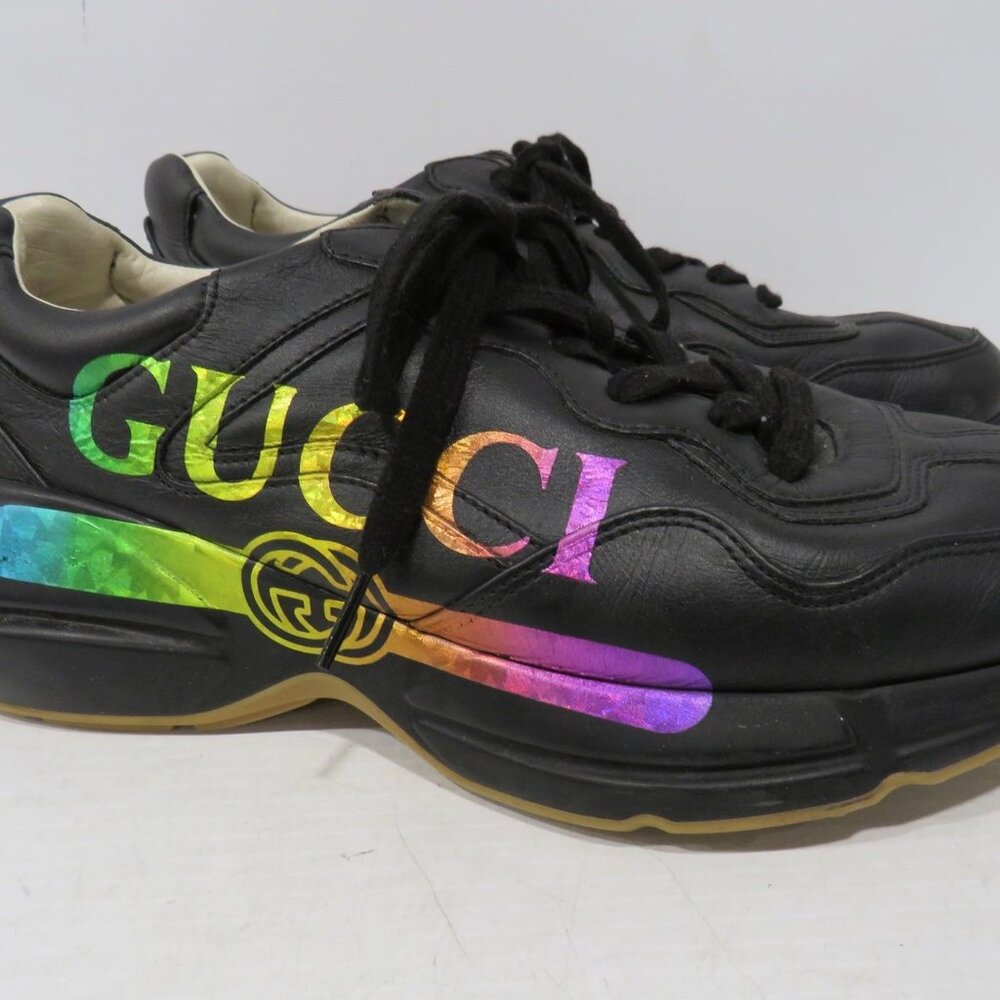 Authenticated GUCCI Rhyton Iridescent Rainbow Logo Sneakers Men's Sz 7.5 / Wm 9 - Picture 5 of 12
